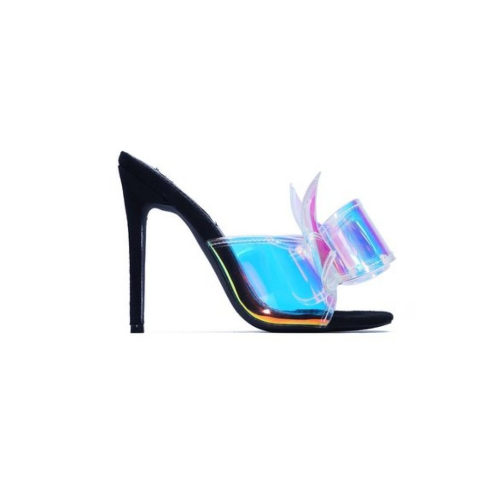 Oversized Bow Mules in Clear/Nude - Picture 6 of 7